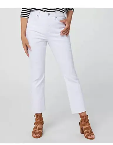 NYDJ Slim Bootcut Jeans with Fray Hem Optic White 14