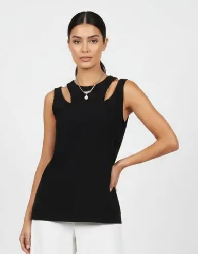FRNCH Black Cutout Sleeveless Shell Top M