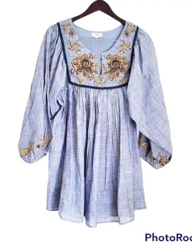 ✨ World Market Denim Blue Striped Embroidered Tunic✨ Size undefined