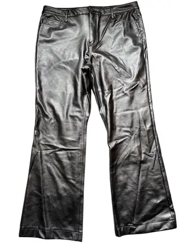 Women's Black Vegan Leather Pleather Pants Size 18 High Rise Boot Cut