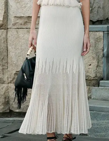 Commense Mesh Panel Pleated Skirt black size XL