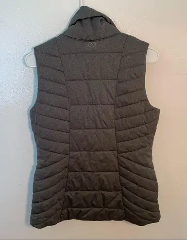 CALIA Asymmetric High Collar Quilted Vest Gray