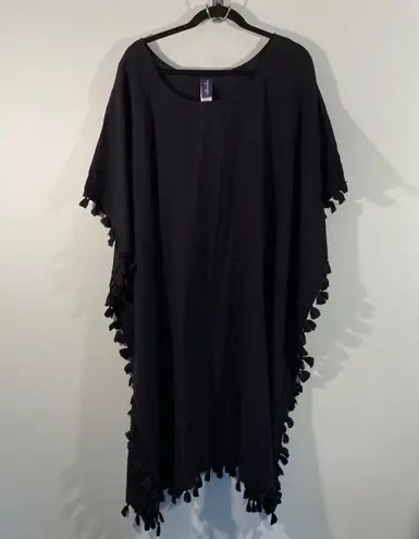 Swimsuit For All Women Black Pom Pom Trim Beach Cover Up Size 18/24 NWT
