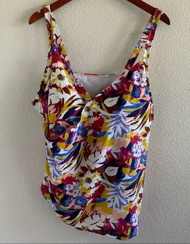 Jams World Hula Moon Floral Tankini High Neck Halter Built In Bra Modest 4X