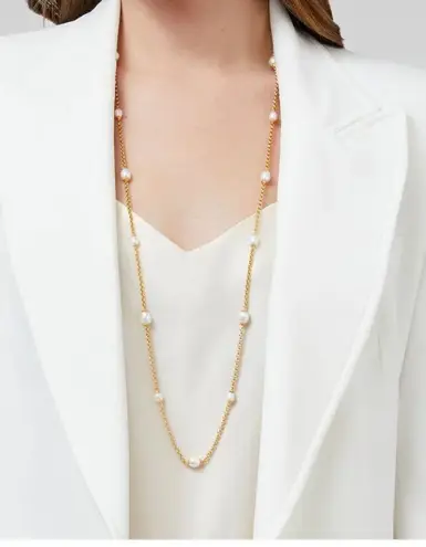 NWOT Julie Vos Gold and White Pearl Necklace