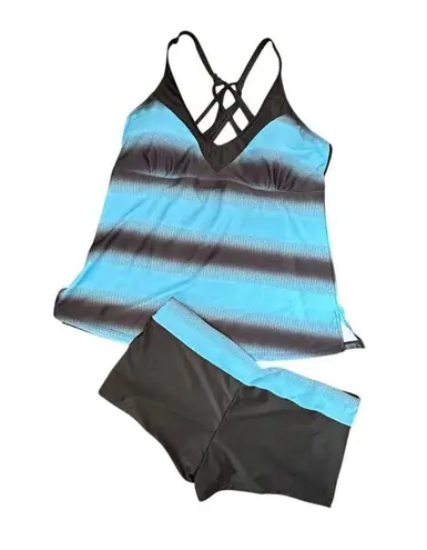 Chama Womens Plus Size Color Block Tankini Swimsuits 2