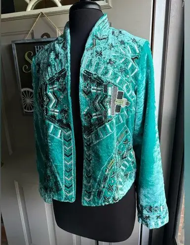 Crazy Train NWT embroidered beaded velvet boho blazer jacket, size medium