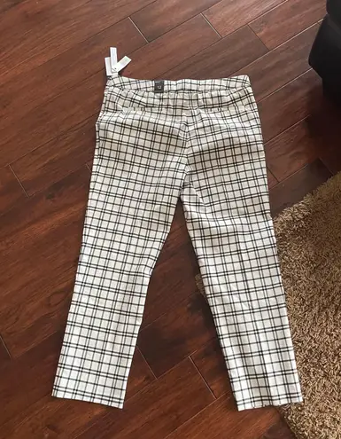Amanda & Chelsea Amanda Windowpane Slim Ankle Pants IVORY/BLACK, Size 12