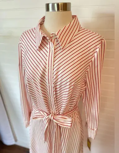 Daniel Cremieux Cremiux Red Stripe Modest Womens Belted Dress