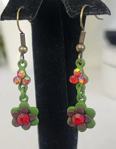 Bohemian Garden Floral Ornate Necklace with Earrings Set Pink