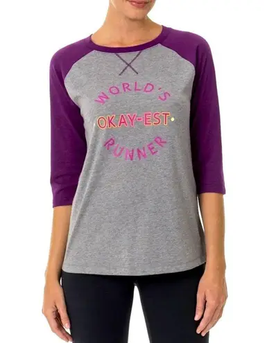 Athletic Works WORLD’S OKAY-EST RUNNER Graphic Baseball T-Shirt by , Medium