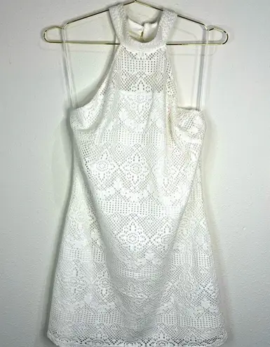 Walter Baker Elegant Crochet Lace Halter Dress Chic Sleeveless Timeless Size XL