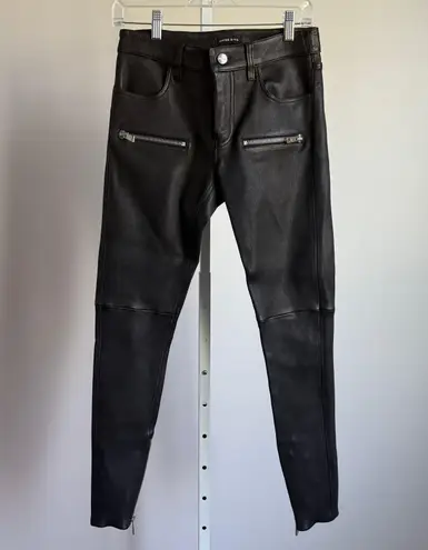 ANINE BING sz 36 or 6 black zipper 100% leather pants NWT