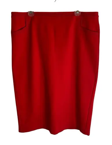 Boden Vibrant Red Pencil Skirt With Zippered Back Size 16/18R plus dressy