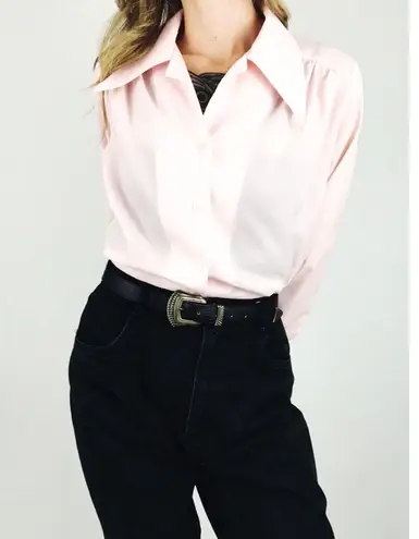 Vintage Sheer Pleated Blouse in Light Pink | Size L Size L