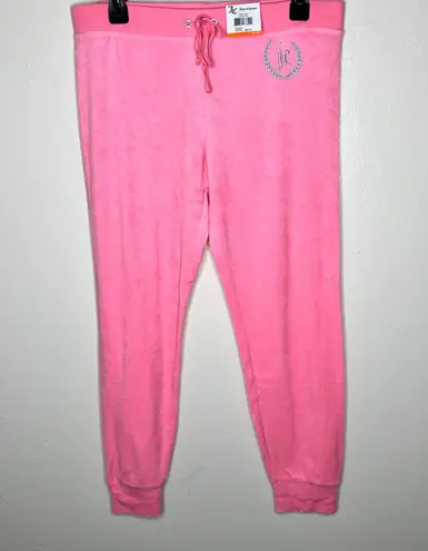 Juicy Couture NWT  Joggers MEDIUM Tracksuit Pants Pink Embroidered JC Micro-Terry