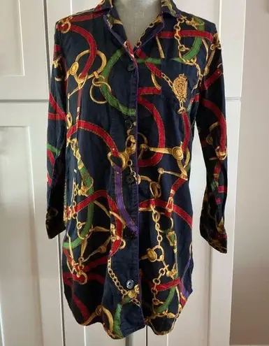 Ralph Lauren Vintage  sleep shirt women’s equestrian ranch horsebit pajama small