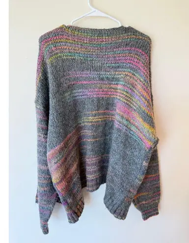 t.la Long Sleeve Open Front Oversized Cardigan Sweater Rainbow Women's Size XL Gray