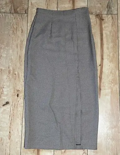 Vintage La Belle brown Houndstooth Midi Pencil Skirt W Slit Women’s Size 5
