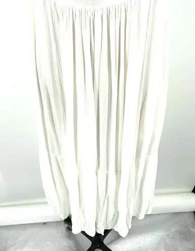 Vince  Shirred Sleeveless Tiered Midi Long Dress in Off White Size XS