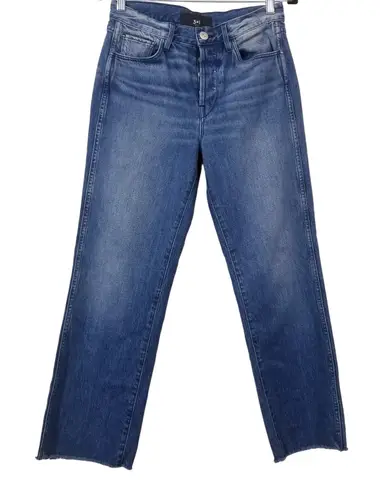 3x1 NYC Women size 27 ISLA High Rise Blue Jeans Frayed Hem Ankle Straight Leg - Image 1