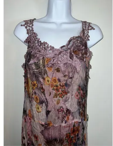 Vintage Silk Butterfly Fairy Princess Floral Top/Mini Dress Purple Size M
