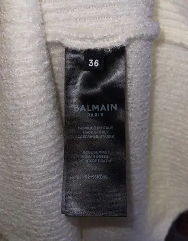 Balmain Strapped Velvet Mini Dress in Casse Blanc