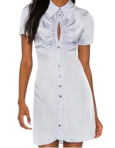 Song of Style Lily Mini Shirt Dress Blue : Keyhole on chest Size M Size M