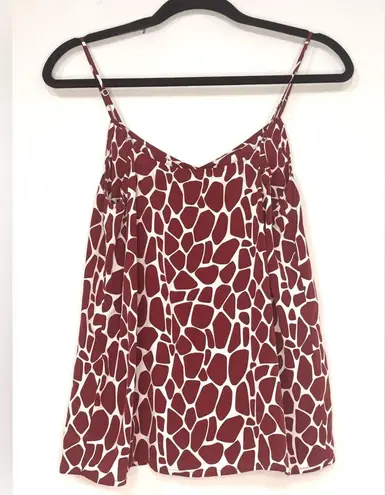 Equipment Femme Layla Silk Cami XS Burgundy Giraffe Print 100% Silk
