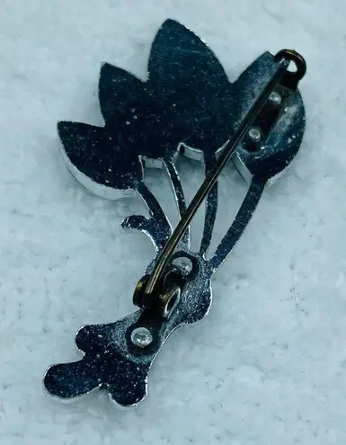 Silver Color Metal Bunch Cluster Leaf Leaves Jewelry Pin Brooch Faux Marcasite