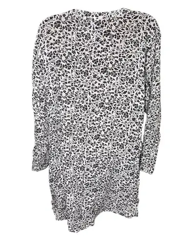 Masai Tunic Dress Floral Long Sleeve Semi Sheer Black White L Size L