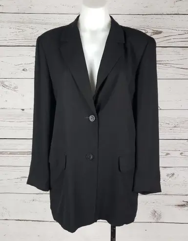 Max Mara 2-Button Solid Black Black Blazer Jacket Women's Size 8