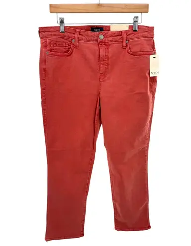 NYDJ Sheri Slim Ankle Jeans Chili Pepper Red Size 12 Lift Tuck Stretch Denim NWT