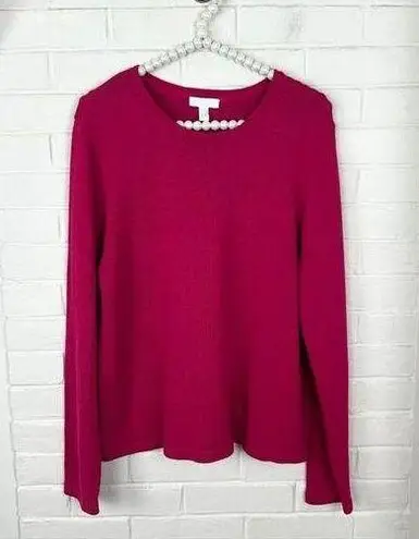 Charter Club NWT 100% Pima Cotton Fuchsia Pink Knit Sweater Size LP