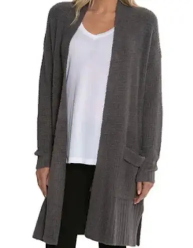 Barefoot Dreams CozyChic Lite Long Weekend Cardigan Sweater Pockets Ash Small