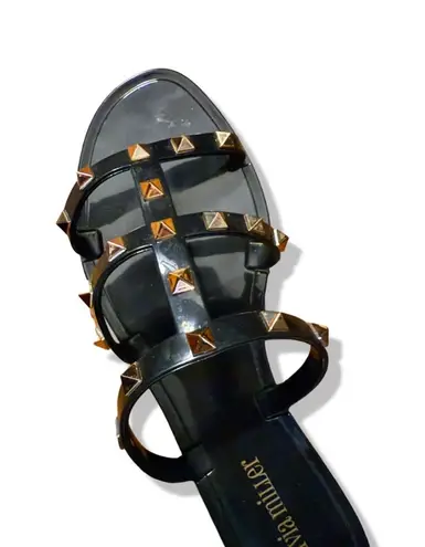 Olivia Miller Studded Black Flip Flops Size 9