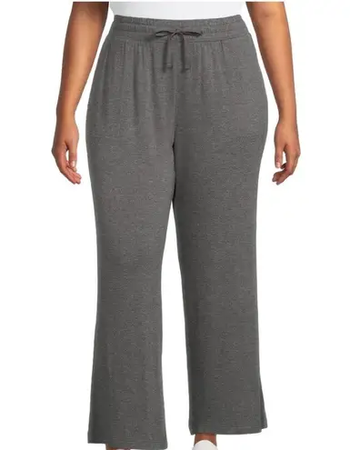 Terra & Sky  Womens Stretch Pants Size 1X 16W-18W Gray Wide Leg Pockets New