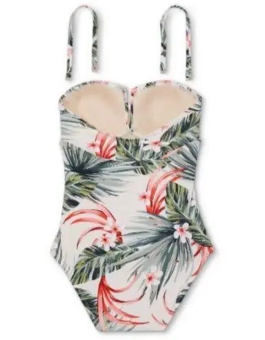 Kona Sol ™ Pique Bandeau High Coverage One Piece Swimsuit Tropical Size Small