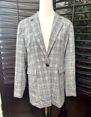 Nordstrom  Women's Gray Plaid Single Button Blazer M NWOT