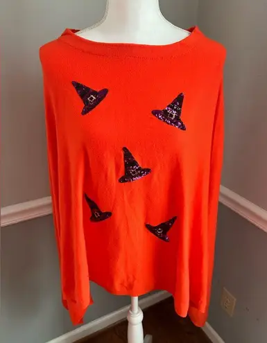 Victoria Harbour Orange Poncho Shrug with Sequined Witch Hats Size undefined