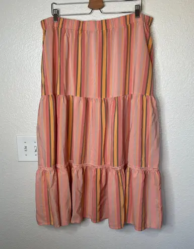 Matilda Jane Striped Maxi Skirt With Tassel Tie Pink and Orange Size XXL Pockets