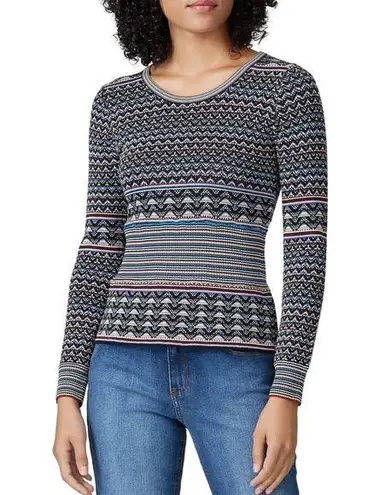 Shoshanna Womens Crew Neck Ribbed Pullover Sweater Multi Colored Size Med $330