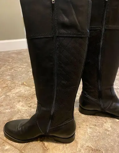 Audrey Brooke Black Leather Boots, 6.5