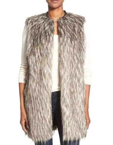 matty m Women’s Vest Faux Fur Sleeveless Open Vest Tan Size XS
