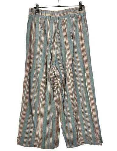 Madewell  Houston Side Button Pull On Crop Pants Blue Rainbow Stripe S