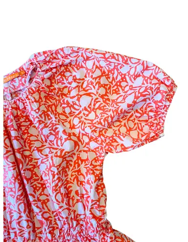 Oliphant Crew Neck Short Puff Sleeve Mini Dress Size Small 0559H Orange