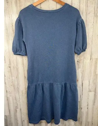 Caslon Casual Blue Dress Short Puff Sleeves Round Neck Size XXS Pockets