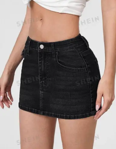 SheIn Black Mini Jean Skirt