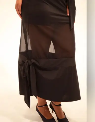 Buci Fia Sheer Panel Maxi Dress Black Sustainable Polyamide Large NWT