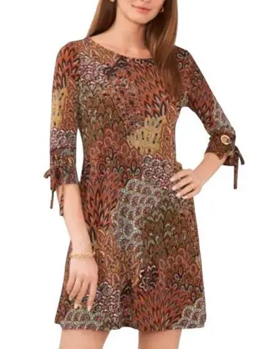 NEW MSK Abstract Print A Line Dress Size PXL Brown